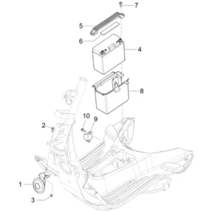 49. Vespa Sprint 50 IGET 4T 3V Euro5 - 45 km/h - 2019-2022 - ZAPCD0101 - Onderdelen Accu - Startrelais - Claxon