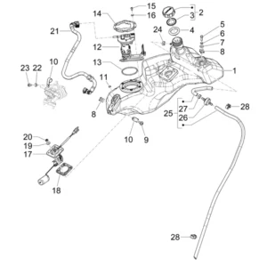 34. Vespa Sprint 50 IGET 4T 3V Euro5 - 45 km/h - 2019-2022 - ZAPCD0101 - Onderdelen Benzinetank