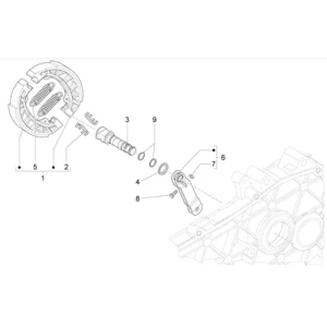 16. Vespa Sprint 50 IGET 4T 3V Euro5 - 45 km/h - 2019-2022 - ZAPCD0101 - Onderdelen Remschoen achter