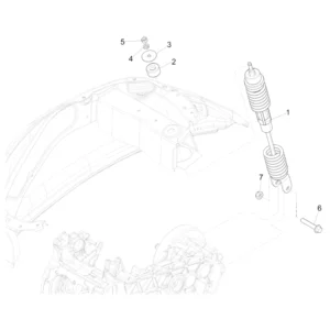 41. Vespa Sprint 50 IGET 4T 3V Euro5 - 45 km/h - 2019-2022 - ZAPCD0101 - Onderdelen Schokbreker Achter