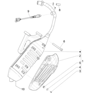 18. Vespa Sprint 50 IGET 4T 3V Euro5 - 45 km/h - 2019-2022 - ZAPCD0101 - Onderdelen Uitlaat
