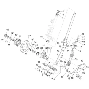 40. Vespa Sprint 50 IGET 4T 3V Euro5 - 45 km/h - 2019-2022 - ZAPCD0101 - Onderdelen Voorvork