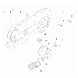 10. Vespa Sprint 50 IGET 4T 3V Euro4 - 45 km/h - 2018-2021 - ZAPCA0101 - Onderdelen Carterdeksel