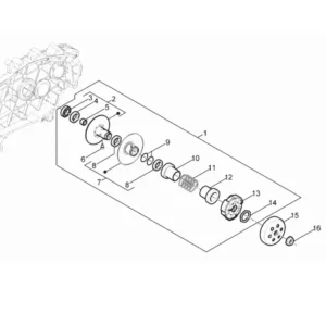 09. Vespa Sprint 50 IGET 4T 3V Euro4 - 45 km/h - 2018-2021 - ZAPCA0101 - Onderdelen - Aangedreven Poelie / Koppeling