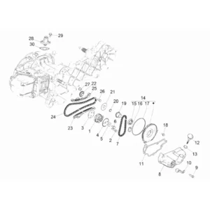 11. Vespa Sprint 50 IGET 4T 3V Euro4 - 45 km/h - 2018-2021 - ZAPCA0101 - Onderdelen Oliepomp