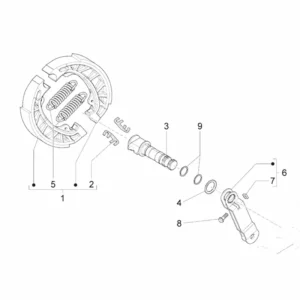 16. Vespa Sprint 50 IGET 4T 3V Euro4 - 45 km/h - 2018-2021 - ZAPCA0101 - Onderdelen Remschoen achter
