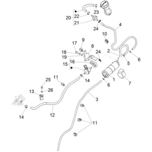 35. Vespa Sprint 50 IGET 4T 3V Euro5 - 45 km/h - 2019-2022 - ZAPCD0101 - Onderdelen Anti-percolatie Systeem