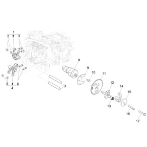 6. Vespa GTS 300 - Euro5 - 2023 - ZAPMD3103 / ZAPMD3104 - Onderdelen Nokkenas - Tuimelaar