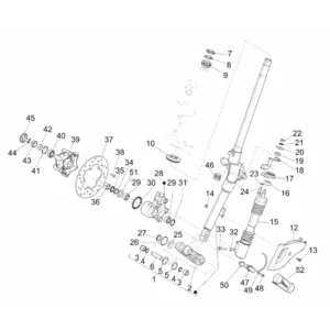40. Vespa Sprint 50 IGET 4T 3V Euro4 - 45 km/h - 2018-2021 - ZAPCA0101 - Onderdelen Voorvork