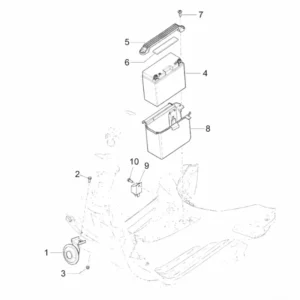 49. Vespa Sprint 50 IGET 4T 3V Euro5 - 25 km/h - 2019-2022 - ZAPCD0201 - Onderdelen Accu - Startrelais - Claxon