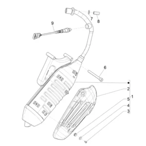18. Vespa Sprint 50 IGET 4T 3V Euro4 - 45 km/h - 2018-2021 - ZAPCA0101 - Onderdelen Uitlaat