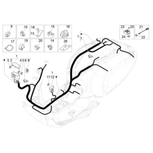 51. Vespa Sprint 50 IGET 4T 3V Euro4 - 45 km/h - 2018-2021 - ZAPCA0101 - Onderdelen Kabelboom