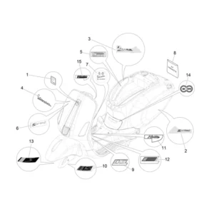 30. Vespa Sprint 50 IGET 4T 3V Euro4 - 45 km/h - 2018-2021 - ZAPCA0101 - Teileaufkleber - Embleme