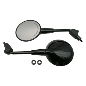 Mirror Set Round Short Gloss Black - Vespa Primavera / Elettrica