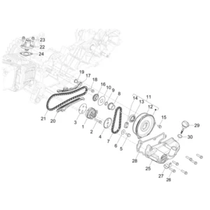 11. Vespa Sprint 50 IGET 4T 3V Euro5 - 45 km/h - Facelift 2024 - ZAPCD0103 - Onderdelen Oliepomp