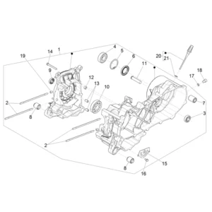02. Piaggio Zip 50 IGET 4T 3V Euro5 - 25 km/h - 2021-2023 - LBMCD2200 - Onderdelen Carter