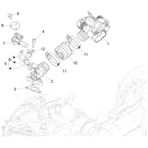 17. Piaggio Zip 50 IGET 4T 3V Euro5 - 25 km/h - 2021-2023 - LBMCD2200 - Onderdelen Gasklephuis - Injector