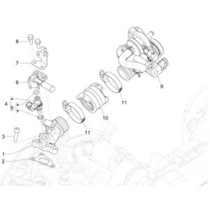 17. Vespa Sprint 50 IGET 4T 3V Euro5 - 45 km/h - Facelift 2024 - ZAPCD0103 - Onderdelen Gasklephuis