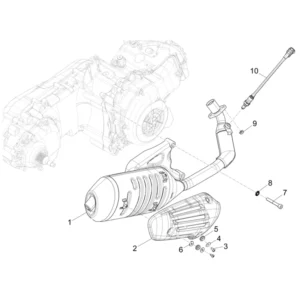 18. Vespa Sprint 50 IGET 4T 3V Euro5 - 45 km/h - Facelift 2024 - ZAPCD0103 - Onderdelen Uitlaat