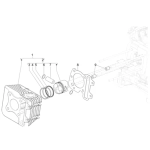 04. Vespa Sprint 50 IGET 4T 3V Euro5 - 45 km/h - Facelift 2024 - ZAPCD0103 - Onderdelen Cilinder - Zuiger