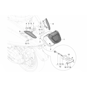 48. Vespa Sprint 50 IGET 4T 3V Euro5 - 45 km/h - Facelift 2024 - ZAPCD0103 - Onderdelen Achterlicht - Knipperlicht Achter