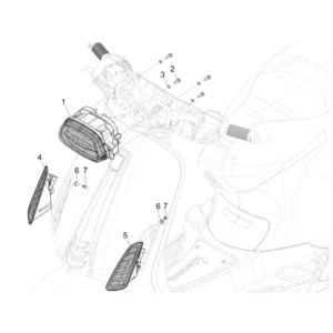 47. Vespa Sprint 50 IGET 4T 3V Euro5 - 45 km/h - Facelift 2024 - ZAPCD0103 - Onderdelen Koplamp - Knipperlicht Voor