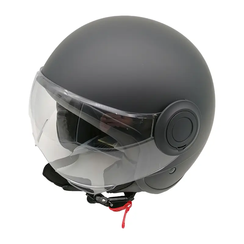 Helmet CAB - Demi-Jet - Transparent Visor - Matte Black - All Sizes